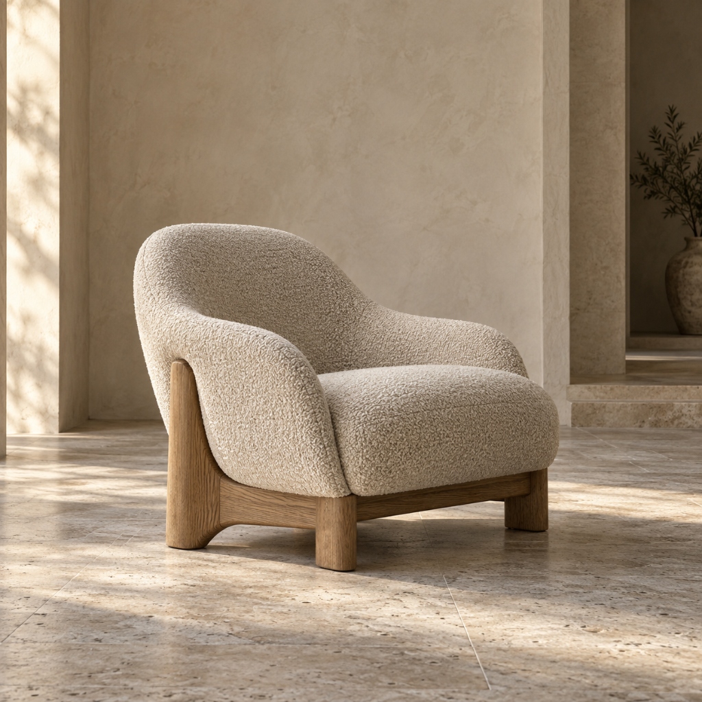 Sculptural Boucle Lounge Chair