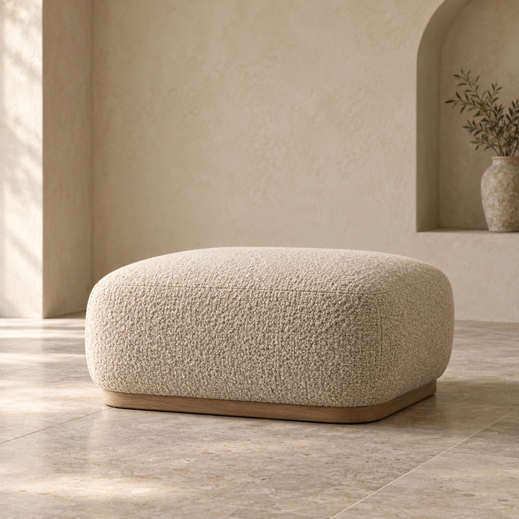 Textured Boucle Ottoman Pouf